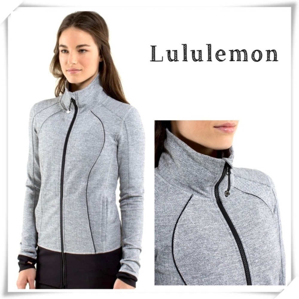 Lululemon Nice Asana Jacket in Herringbone Black & White Gray Size 4